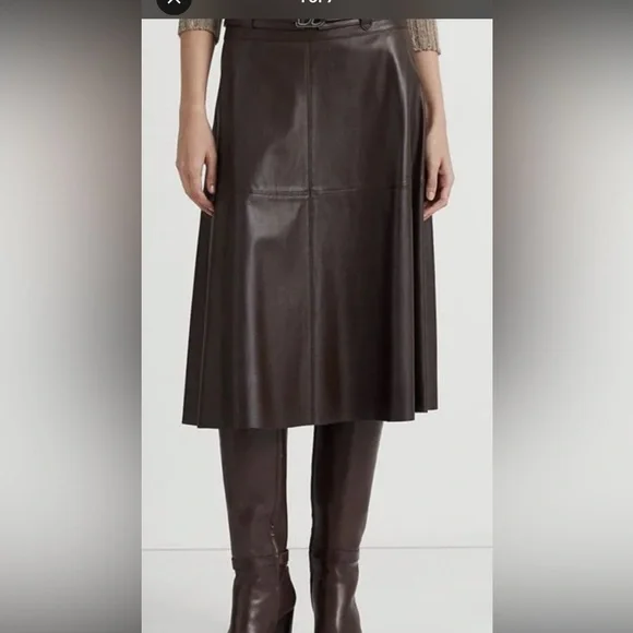 Leather skirt ralph lauren best sale